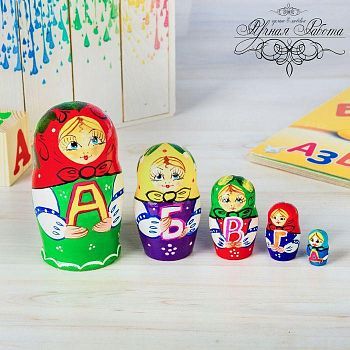 Матрёшка 5-ти кукольная «Азбука», 11 см