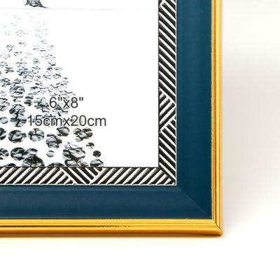 Фоторамка пластик 15х20 см "Синяя с синими черточками на белом" 24,6х17,6х1,5 см