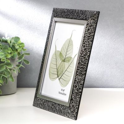 Фоторамка пластик 15х20 см "Серебряная паутина на чёрном" 25,8х20,8х1,5 см