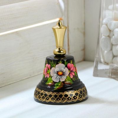 Колокольчик Валдайский "№5. Ягоды", расписной, с короткой ручкой, d=53 мм