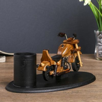 Сувенир дерево подставка под ручки "Мотоцикл" 11,5х26,3х13,7 см
