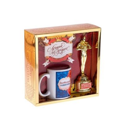 Подарочный набор "Настоящему защитнику", (оскар, кружка) 23х8,5х23 см