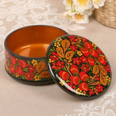 Коробка «Ягодка», большая, 13×9 см, хохлома