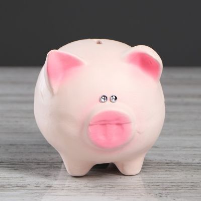 Копилка "Свинка", глянец, розовый цвет, 12 см, микс