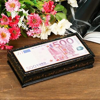 Шкатулка - купюрница «500 EURO», 8,5×17 см, лаковая миниатюра