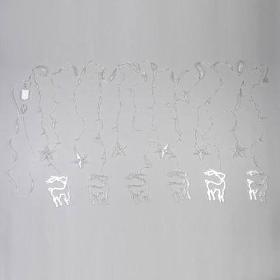 Гирлянда «Бахрома» 2.4 × 0.9 м с насадками «Олень», IP20, прозрачная нить, 138 LED, свечение тёплое белое, 8 режимов, 220 В