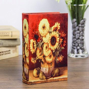 Сейф-книга дерево "Натюрморт с подсолнухами" шёлк 17х11х5 см