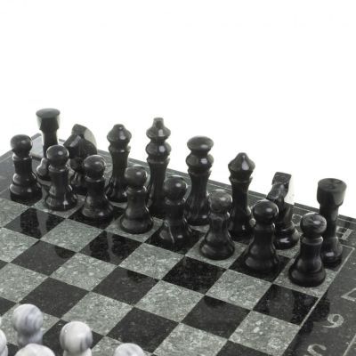 Шахматы из камня "Турнирные", доска 36х36 см (змеевик, мрамор)