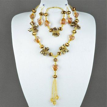 Комплект Хрусталь, перламутр, лэмпворк "Пляжное настроение" арт. ВАС-1115