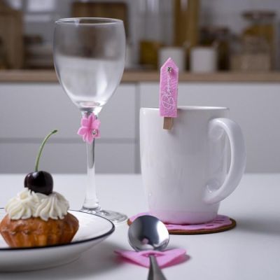 Декор для бокала "Цветы" 4 шт, 7,3 х 3 см, 100% п/э, фетр