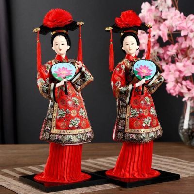 Кукла коллекционная "Китаянка в национальном платье с опахалом" 32х12,5х12,5 см