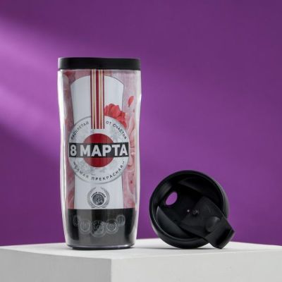 Термостакан со вставкой "8 марта.Расцветай", 350 мл, сохраняет тепло 2 ч