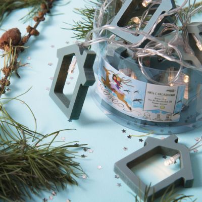 Гирлянда «Нить» 1.5 м с насадками «Дом синий», IP20, прозрачная нить, 10 LED, свечение тёплое белое, 2 × AA