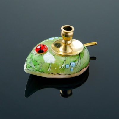 Сувенир «Подсвечник церковный с божьей коровкой», 4×9 см, селенит