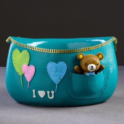 Кашпо керамическое "Медведи в кармане" 20*14*12см цвет микс