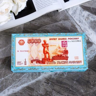 Шкатулка - купюрница «5000», 8,5×17 см, голубая, лаковая миниатюра
