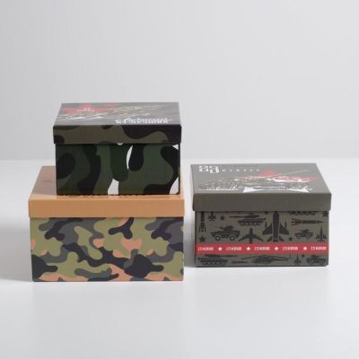 Набор подарочных коробок 3 в 1 «23 февраля», 18 × 18 × 10‒22 × 22 × 12 см