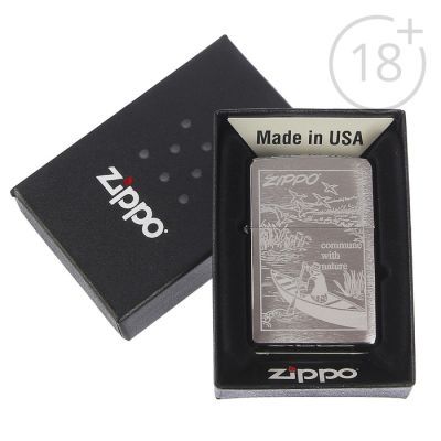 Зажигалка ZIPPO 200 Row Boat с покрытием Brushed Chrome