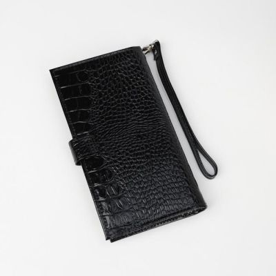 Портмоне мужское, 3 отдела, для карт, для монет, с ручкой, цвет чёрный