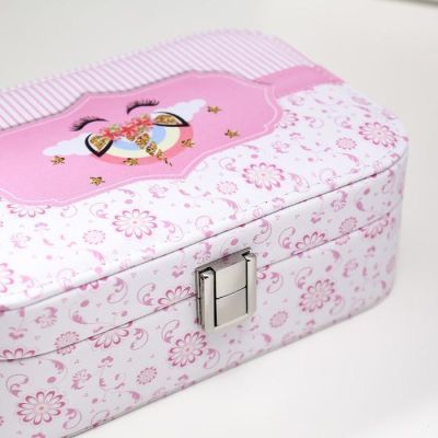 Шкатулка кожзам под часы 1 отделение и бижутерию "Спящий единорог" 7х20х14 см