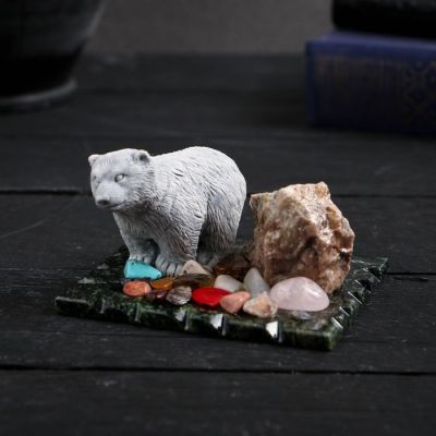 Сувенир" Медведь стоящий", змеевик, мрамор