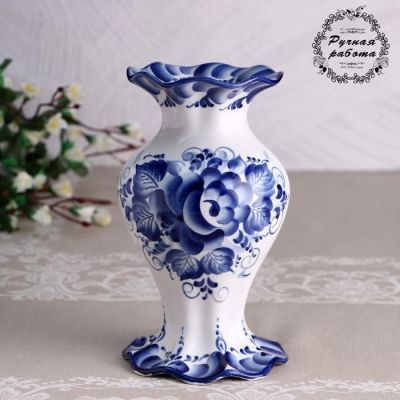 Ваза "Камелия", гжель