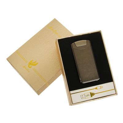 Зажигалка электронная в подарочной коробке, USB, дуговая, серый металлик, микс, 12х8.5 см