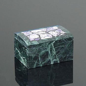 Шкатулка "Сундук", малая, 10х7х6,5 см, змеевик, чароит