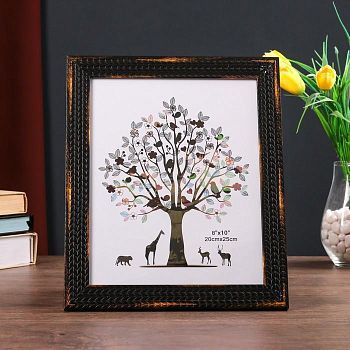 Фоторамка пластик 20х25 см "Пшеница" чёрная с золотом 29х24 см