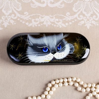 Футляр для очков, отдел на клапане, цвет чёрный