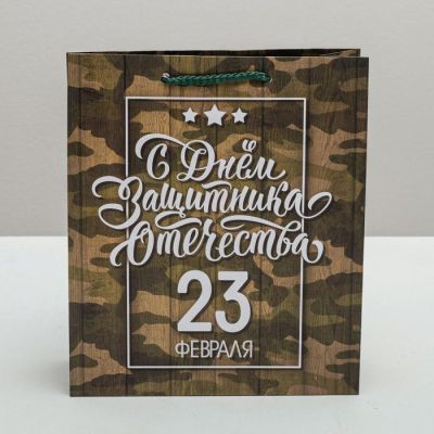 Пакет ламинированный вертикальный «С днём Защитника Отечества, 23 февраля», ML 23 × 27 × 11,5 см