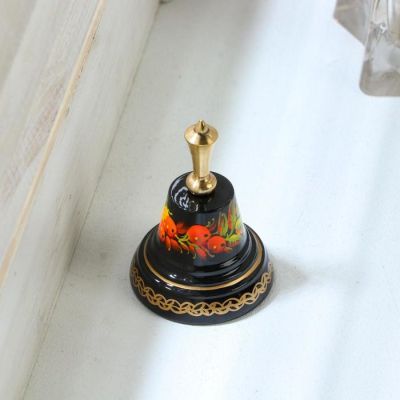 Колокольчик Валдайский "№3. Ягоды", расписной, с короткой ручкой, d=40 мм