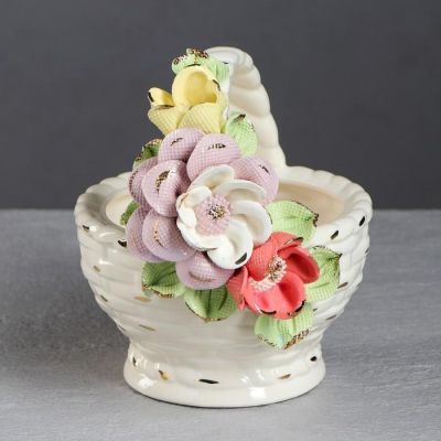 Ваза для конфет "Корзинка", керамика, 16 см, микс