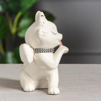 Копилка "Кошка Лапка", глянцевая, цвет белый, 20 см