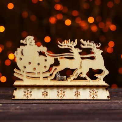 Новогодний декор с подсветкой "Упряжка" 9,5×5×14 см