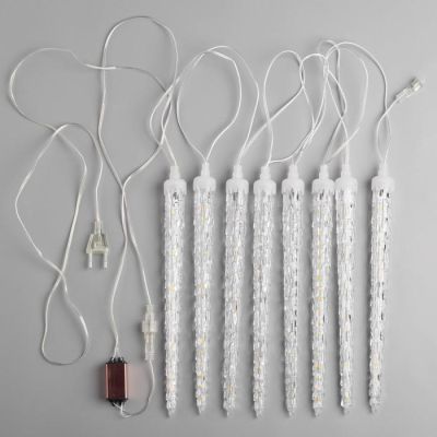 Гирлянда «Сосульки рифленые» 2.5 × 0.3 м, IP65, прозрачная нить, 192 LED, свечение жёлтое с эффектом стекания, 12 В
