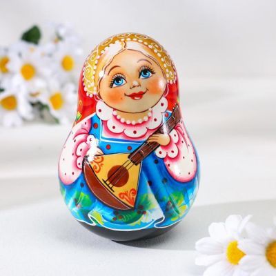 Неваляшка «В голубом платье с балалайкой» 14см