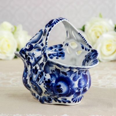 Конфетница «Весна», 21×13×18 см, гжель