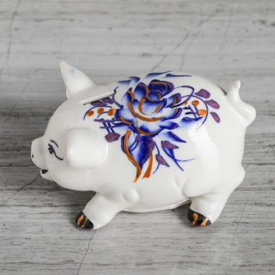Копилка "Поросенок", глянец, роспись, 8.5 см