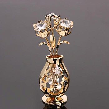 Сувенир "Ваза с цветами" с кристаллами