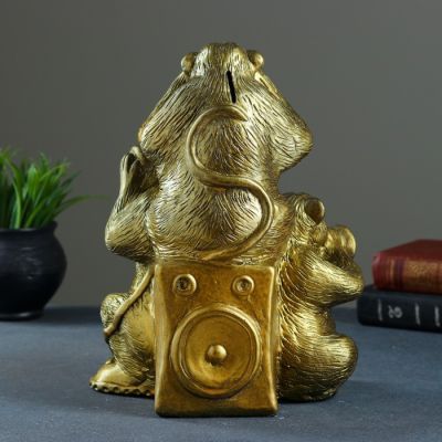 Копилка "Обезьяны: всё слышу, всё вижу, всё скажу" бронза 30см