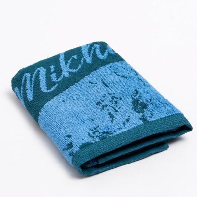 Полотенце именное махровое Этель "Михаил" синий, 50х90см, 100% хлопок, 420гр/м2