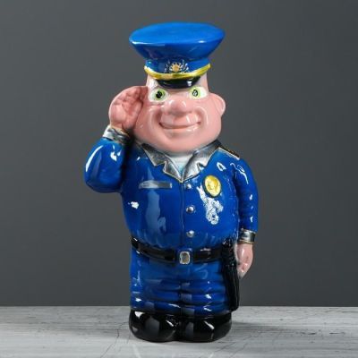 Копилка "Полиция", синий цвет, глянец, керамика, 30 см