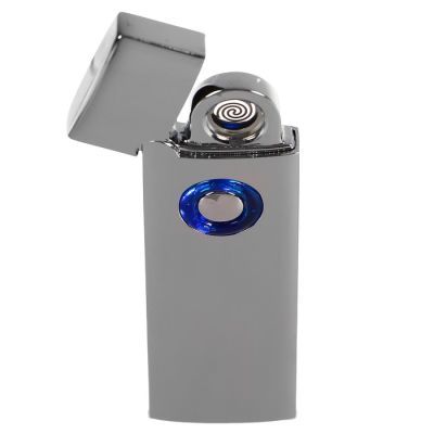Зажигалка электронная в подарочной коробке, USB, спираль, серебристая, 2.5х8 см