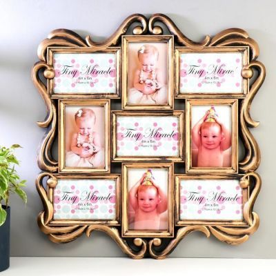 Фоторамка пластик на 9 фото 10х15 см "Ренессанс" золото 55,5х53 см