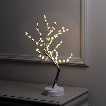 Светодиодный куст «Звёзды» 45 см, 60 LED, постоянное свечение, батарейки ААх3 (не в комплекте), USB, свечение тёплое белое
