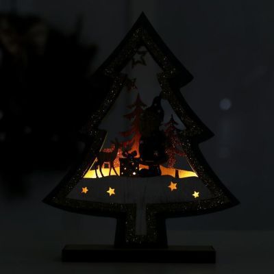 Новогодний декор с подсветкой «Ёлочка с Дедом Морозом» 16×5×20 см