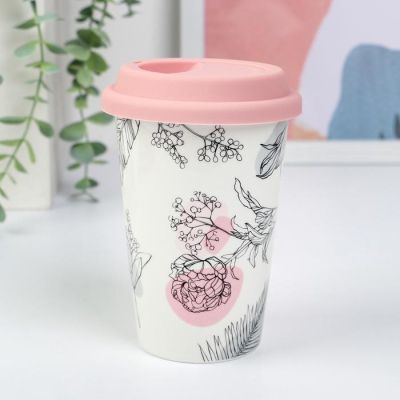 Набор "Love yourself", стакан с крышкой 300 мл, маска для сна, аромасаше