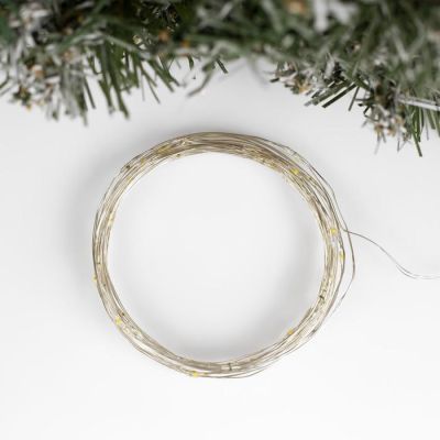 Гирлянда «Нить» 5 м роса, IP20, серебристая нить, 50 LED, свечение тёплое белое, мерцание белым, AAх3