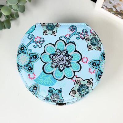 Шкатулка кожзам для украшений полукруг "Цветы-мехенди" 8х17х15 см